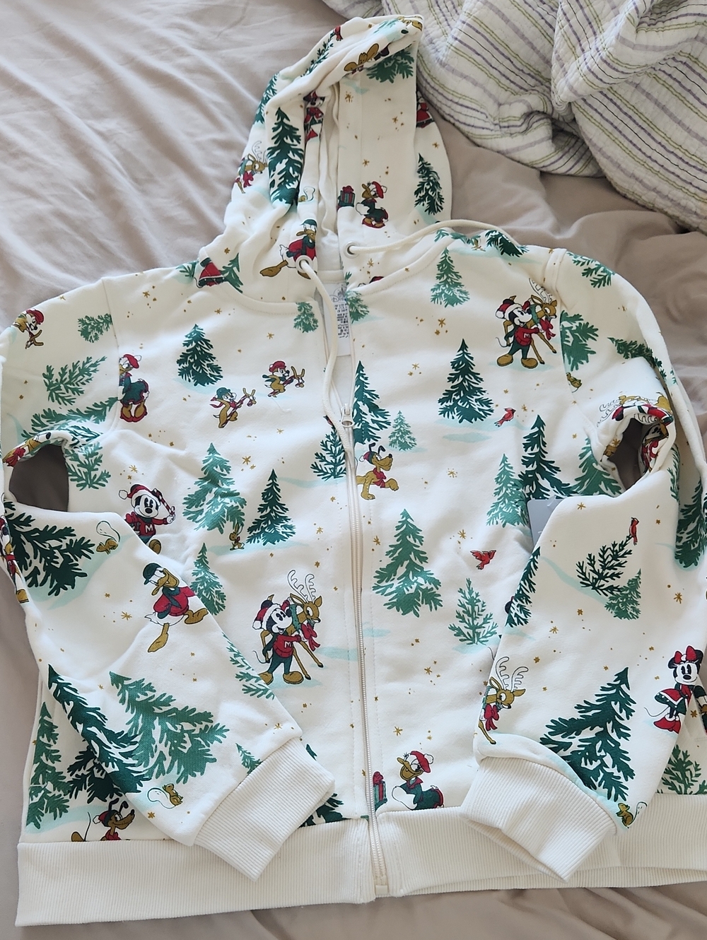 Size Small Brand New Disney Christmas Holiday Mickey Minnie Mouse Zip Up Hoodie